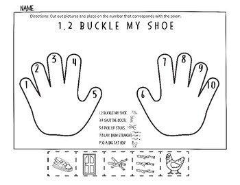 1,2 Buckle My Shoe Worksheet and Sequencing Cards by Miss K Create ...