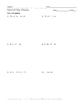 1.2 Day 3 Practice - Solving Multi-step equations by The Keen Cookie Jar