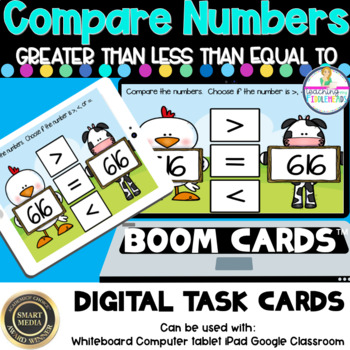 Preview of Comparing Greater Than Less Than Equal in Hundreds Digital Boom Task Cards