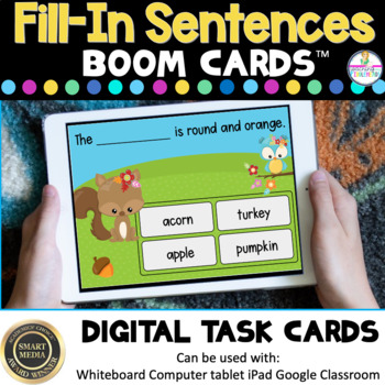 Preview of Fall Fill In Sentence Building Boom Cards