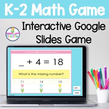 Preview of K-2 Addition and Subtraction Math Google Slides Game April Themed