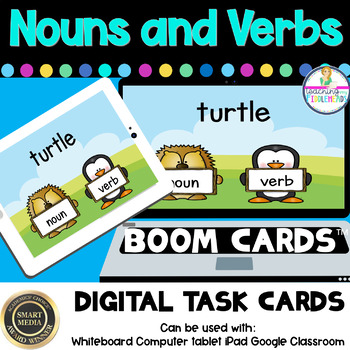 Preview of Noun and Verb Sort Digital BOOM CARDS Distance Learning