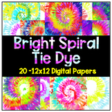 Tie Dye Bright Spiral Digital Papers