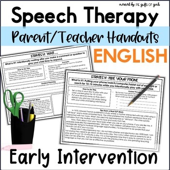 Preview of Speech Therapy Early Intervention Parent Handouts English Version