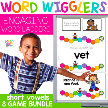 Preview of Short Vowels Game | CVC Word Ladders | Word Wigglers BUNDLE