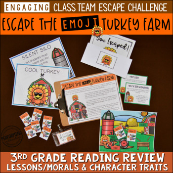 Preview of Thanksgiving Escape Room 3rd Grade | Thanksgiving Reading Comprehension