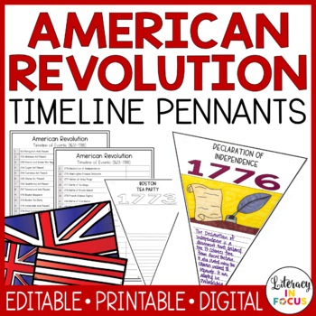 Preview of American Revolution Timeline Activity | Revolutionary War | Editable | Digital