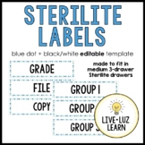 Editable 3 Drawer Sterilite Labels - Blue Dot Theme