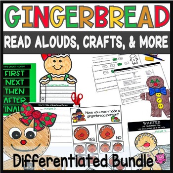 Preview of Gingerbread Man Reading Activities - Gingerbread Crafts and Glyph BUNDLE