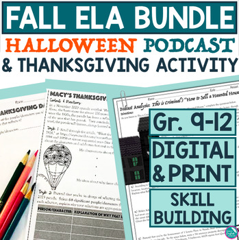 Preview of Halloween Thanksgiving Bundle High School English Activities Creative Digital