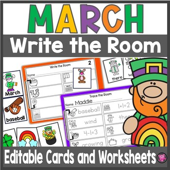 Preview of Write the Room March St. Patrick's Day - EDITABLE March Write the Room Templates