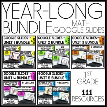 Preview of Telling Time Google Slides Counting Coins Measurement 2 Digit Addition Math