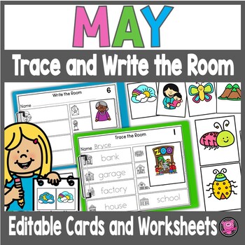 Preview of Tracing Sheets with EDITABLE Spring Word Wall Cards for May Writing Centers