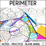 Perimeter Guided Notes & Practice Math Doodle Wheel for 3rd Grade