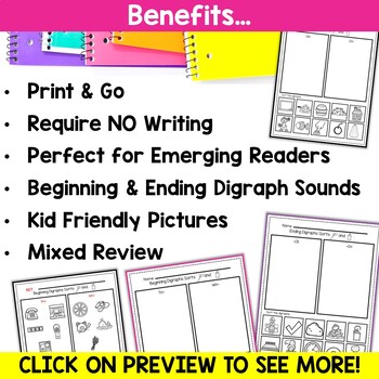 beginning and ending digraphs phonological phonemic awareness worksheets