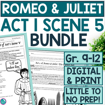 Preview of Romeo and Juliet Act I Scene 5 Bundle Plot Key Details Activity Research Digital