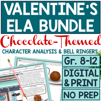 Preview of Valentine's Day Bundle Character Analysis Any Book Bell Ringers No Prep Digital