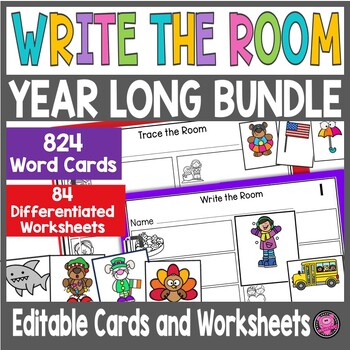 Preview of EDITABLE Word Wall Cards and Worksheets - Editable Write the Room Templates