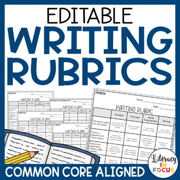 Writing Rubrics | Editable | 5 Types of Writing!! by Literacy in Focus