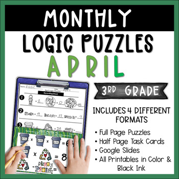 Preview of Morning Brain Teasers 3rd Grade Earth Day Spring Early Finishers Logic Puzzles