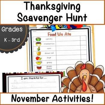 Preview of Thanksgiving Scavenger Hunt | Thanksgiving Homework and Activities