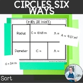 Circles Six Ways Matching Puzzle TEKS 7.9b 7.9c Math Stations Now