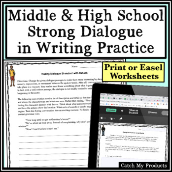 Preview of Dialogue Writing Worksheets for High School & Middle Through Print or Easel