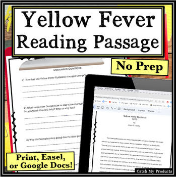 Preview of Historical Fiction Reading Passage on Yellow Fever Printable or Digital Resource