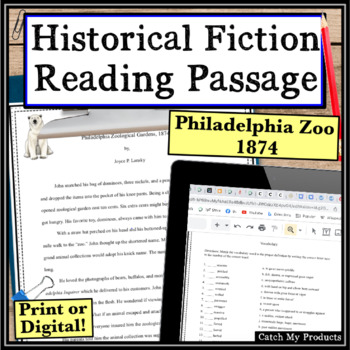 Preview of Historical Fiction Reading Passage | The Philadelphia Zoo 1874