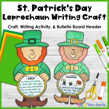 Preview of St. Patrick's Day Craft - Leprechaun Craft & Writing Activity - Bulletin Board