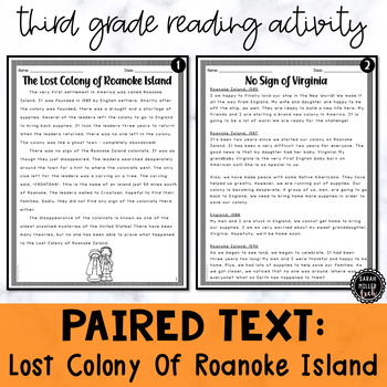 Preview of Paired Text Reading Activity | Lost Colony of Roanoke Island