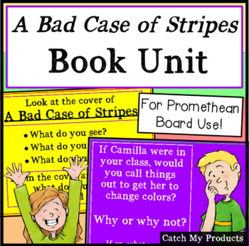 Preview of A Bad Case of Stripes Comprehension Questions Book Study for Promethean Board