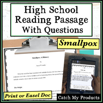 Preview of High School Reading Comprehension Passage and Questions Smallpox