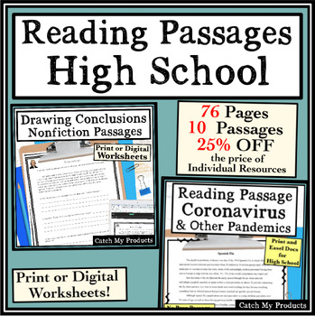 Preview of High School Reading Comprehension Passages and Questions A Bundle