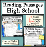 High School Reading Comprehension Passages and Questions A Bundle