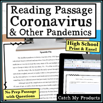 Preview of High School Reading Comprehension Passages and Questions Pandemics + COVID