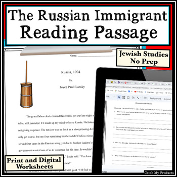 Preview of Middle School Reading Comprehension Passage Russian Immigration or Immigrants