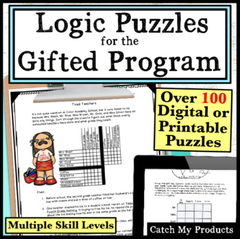 Preview of Gifted and Talented Logic Puzzles Worksheets or Brain Teaser Activities