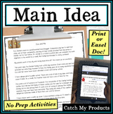 Main Idea Worksheets in Print or Digital with Main Idea Pa