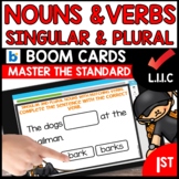 Singular and Plural Nouns and Verbs Task Cards BOOM Cards 