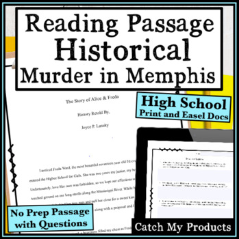 Preview of High School Reading Comprehension Passage and Questions Alice and Freda Memphis