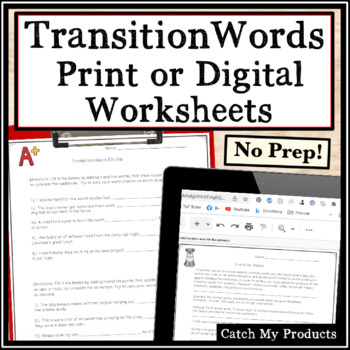 Preview of Transition Words Worksheets