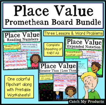 Preview of Place Value Lessons with Worksheets for Promethean Board Use