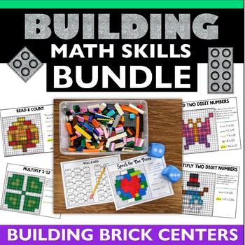 Preview of Math Center Building Bricks Adding Multiplication Counting Activities LEGO Dice