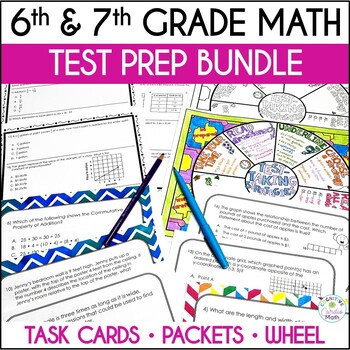 Preview of 6th & 7th Grade Math Review Test Prep Bundle