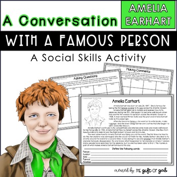 Preview of Conversation Skills Speech Therapy | Amelia Earhart Activity