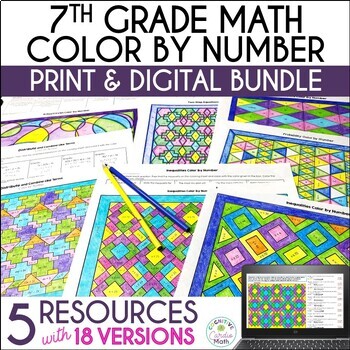 Color by Number 7th Grade Math Coloring Pages with Equations ...