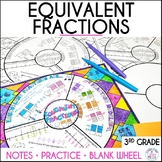 Equivalent Fractions Guided Notes Math Wheel Worksheet 3rd Grade