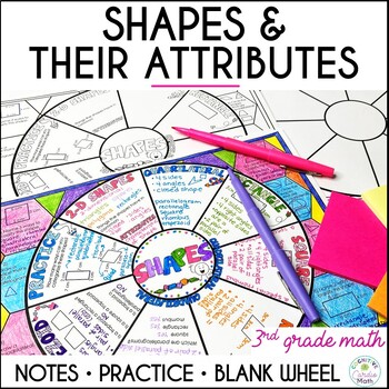 Preview of Shapes & Their Attributes Guided Notes 3rd Grade Math Wheel