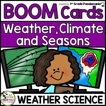 Preview of Weather, Climate, and Seasons BOOM CARDS™ Lesson and Task Cards